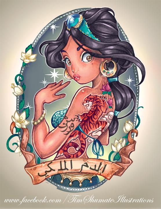 Princesas Disney con tatuajes por telegrafixs (7)
