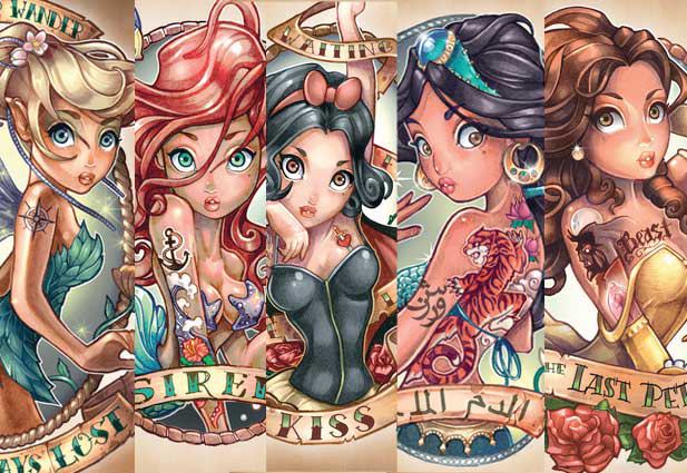 Princesas Disney con tatuajes por telegrafixs (1)