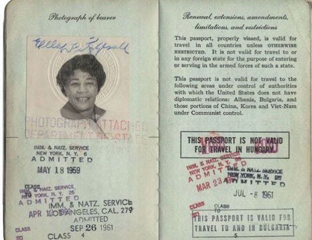 Pasaporte de Ella Fitzgerald