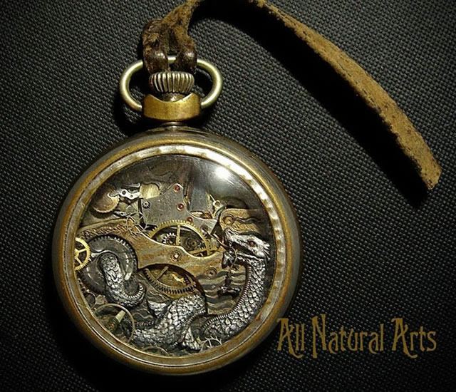 esculturas naturales hechas en relojes antiguos (2)