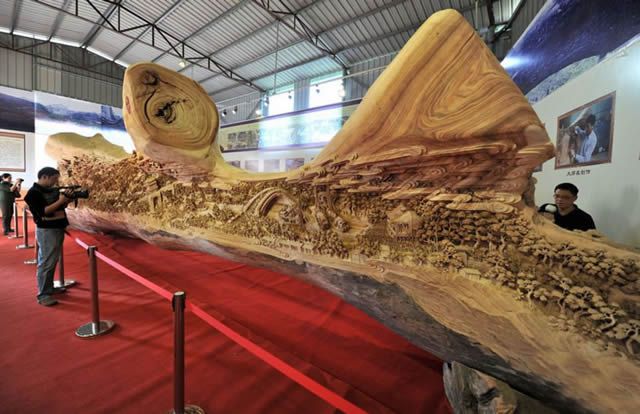 Zheng Chunhui obra maestra madera Festival Qingming (1)