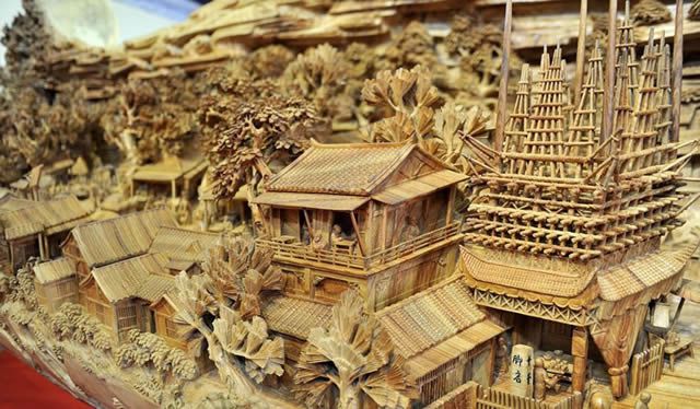 Zheng Chunhui obra maestra madera Festival Qingming (7)
