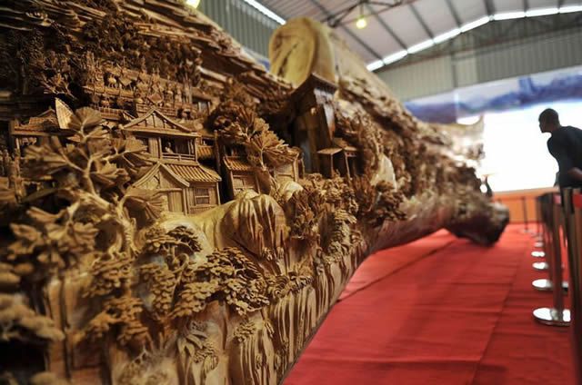 Zheng Chunhui obra maestra madera Festival Qingming (6)