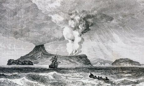 explosion del Krakatoa ilustracion