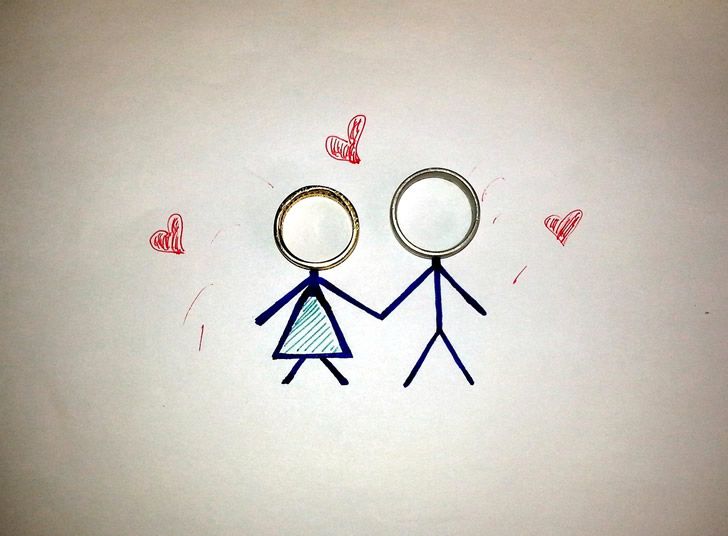 anillos ilustracion pareja boda