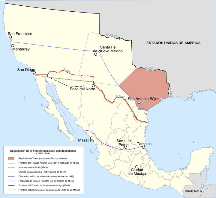 mexico guerra intervencion estados unidos mapa