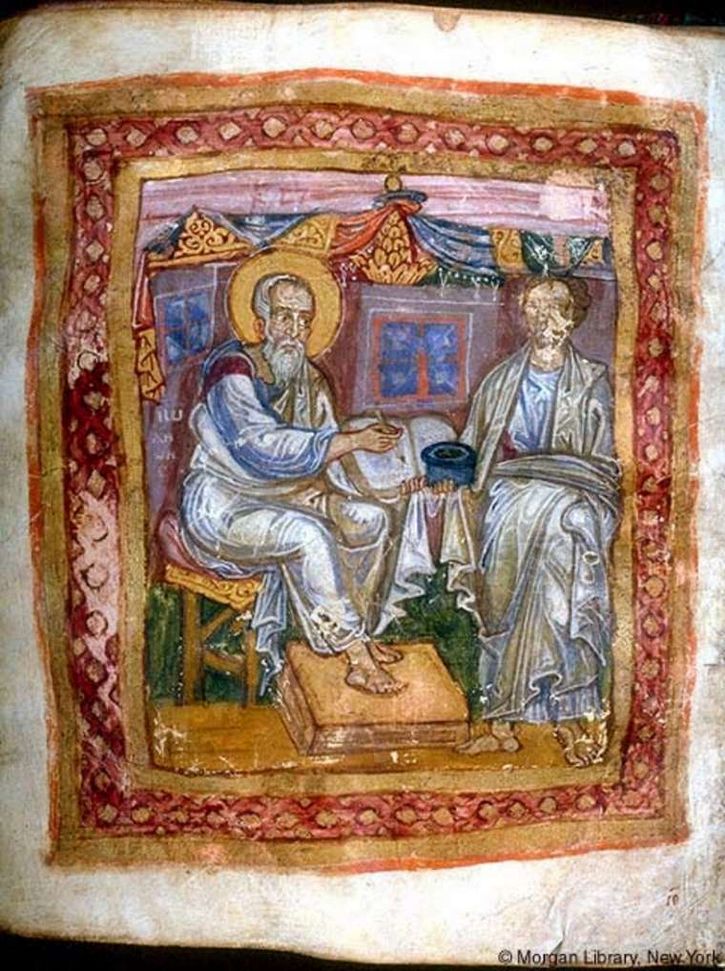 El apóstol Juan (izquierda) y Marción.