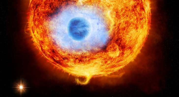 sol y planeta azul erupcion solar