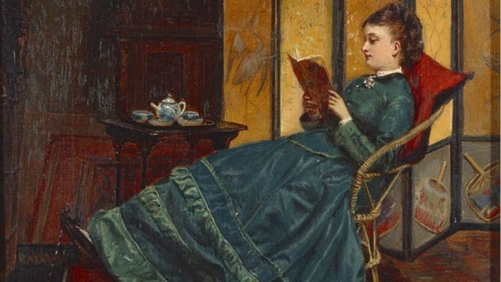 mujer leyendo pintura