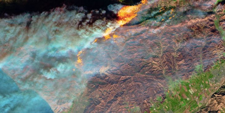 incendios forestales california satelite imagen