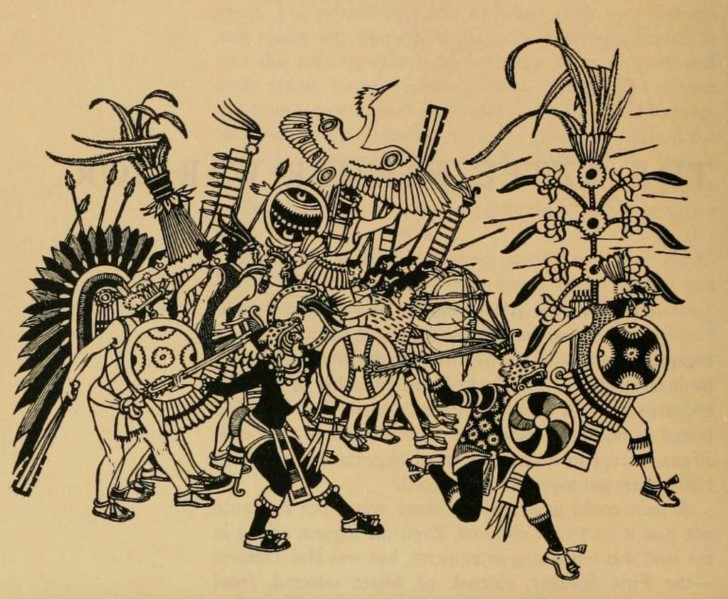 Guerreros aztecas en batalla