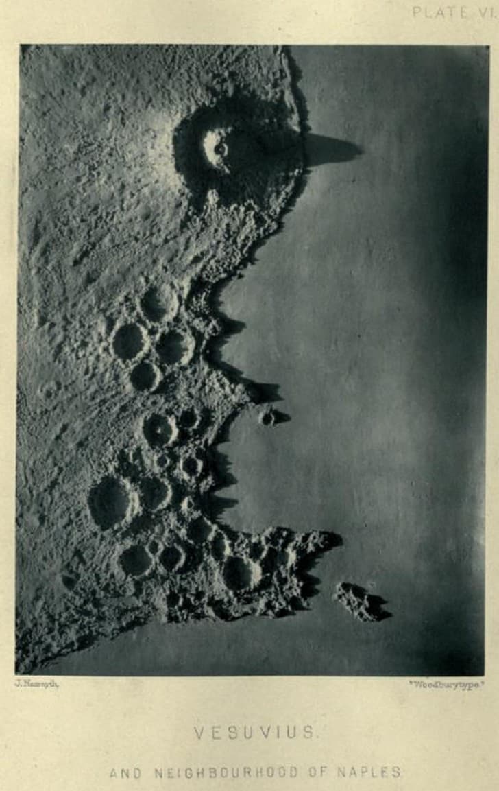 The moon considered as a planet, a world, and a satellite Nasmyth, James, 1808 1890 crater vesuvius