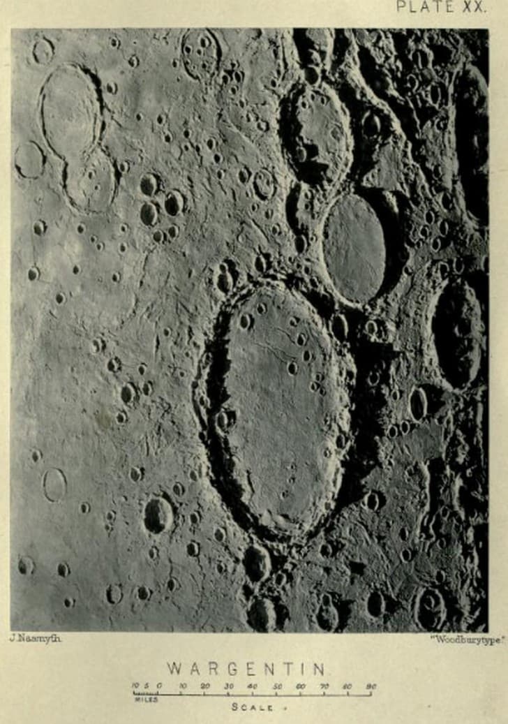The moon considered as a planet, a world, and a satellite Nasmyth, James, 1808 1890 crater wargentin