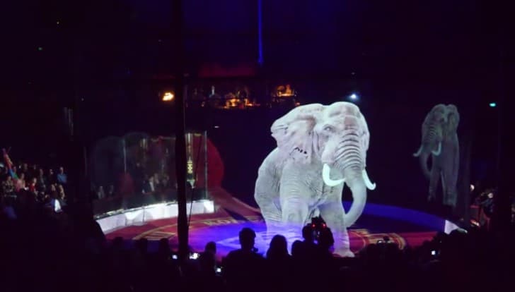 circo holograma elefante