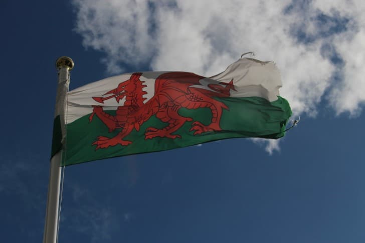 bandera de Gales dragon rojo