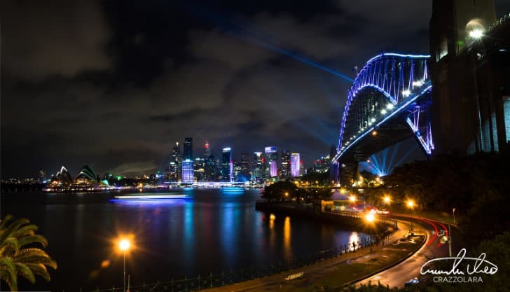 Las luces de Sidney Australia por la noche