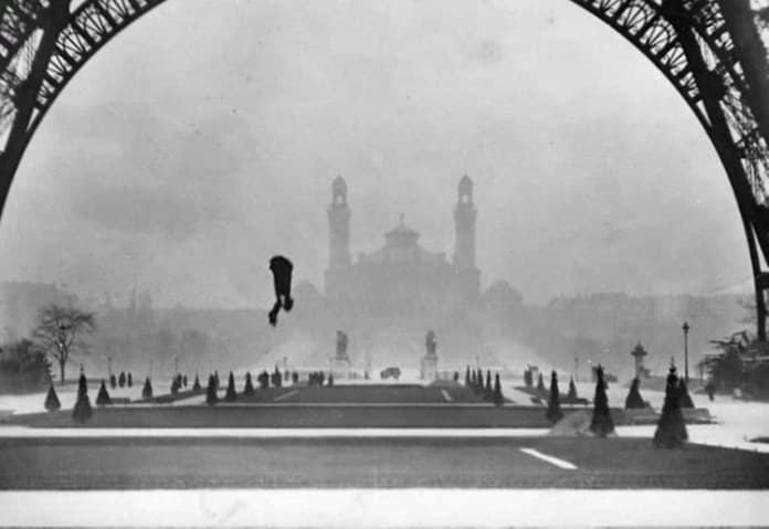 Franz Reichelt cayendo de la Torre Eiffel