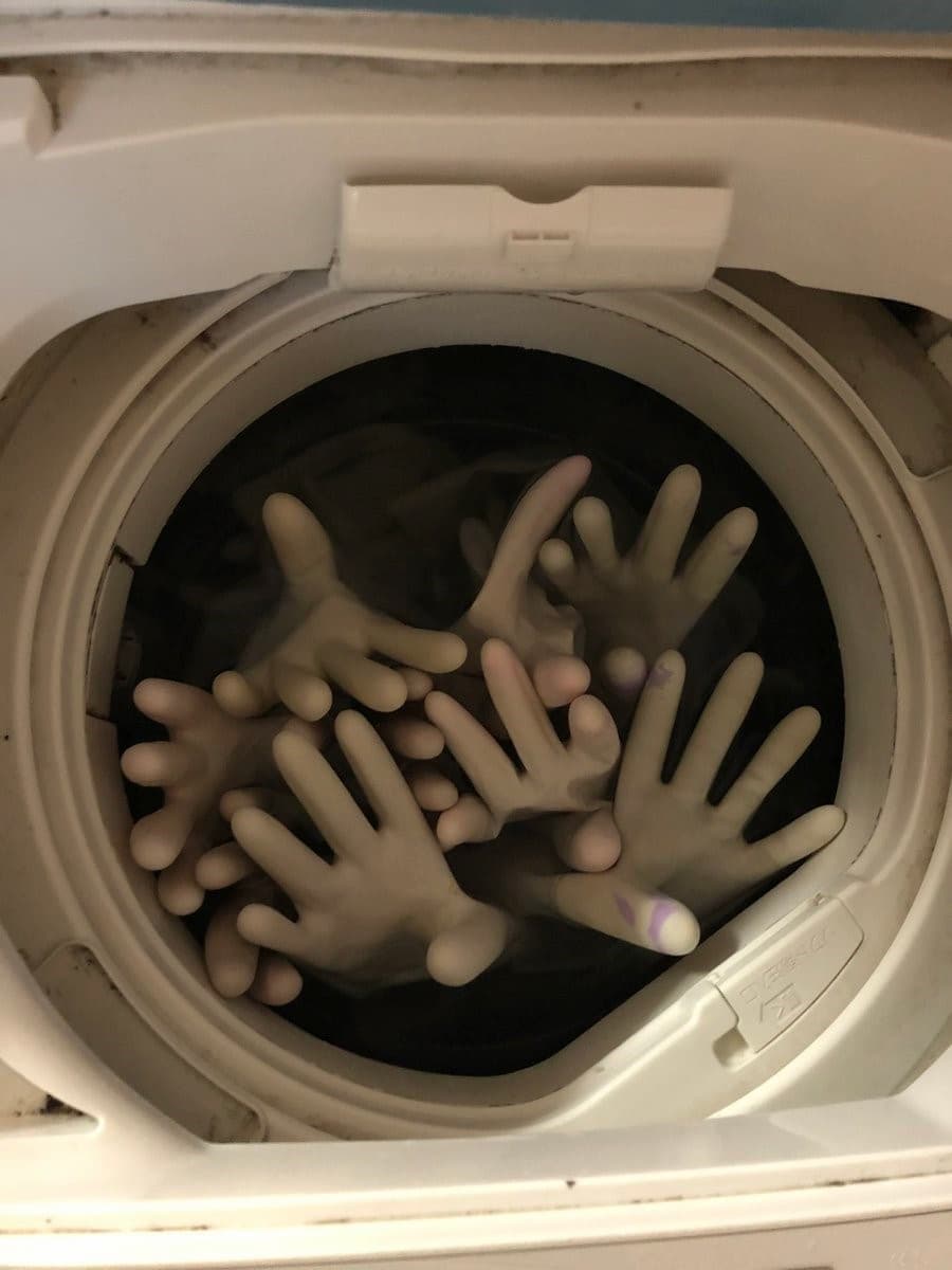 guantes en lavadora